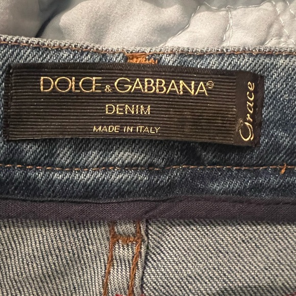 Dolce&Gabbana Denim Jeans with red lace inlay - Picture 4 of 8